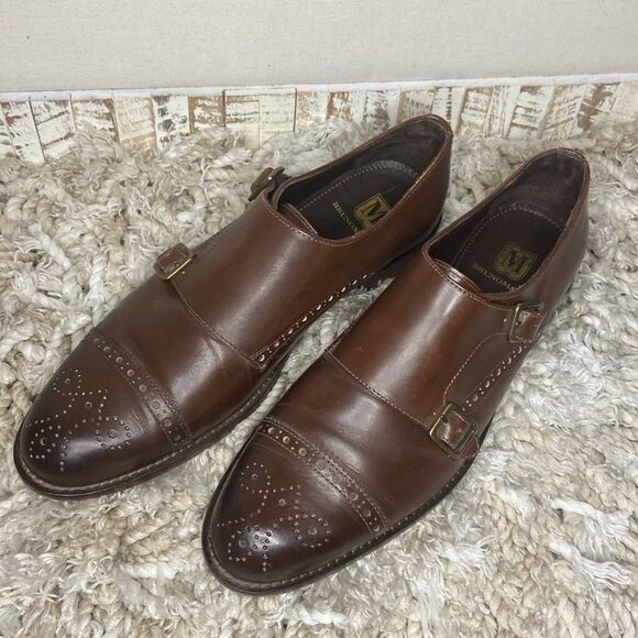 Men BRUNO MAGLI ITALY 10.5 M Brown MONK STRAP SHOES Loafers - Picture 1 of 9